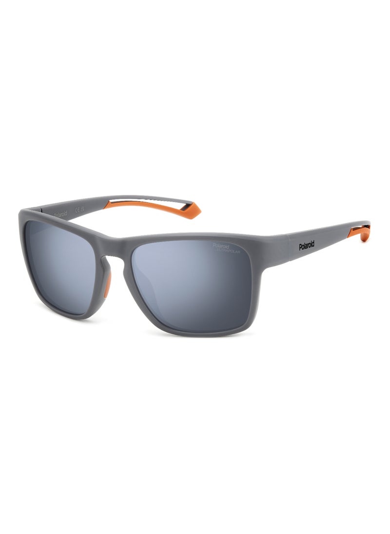 Polaroid - Men's Polarized Rectangular Shape  Sunglasses Pld 7052/S Silver 45 - Lens Size: 45.1 Mm - Mtt Grey - Image 1