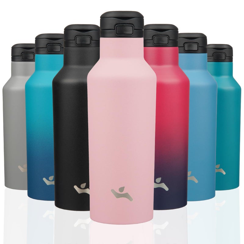 Konokyo Insulated Water Bottle with Straw,17 OZ Double Wall Vacuum Stainless Steel Water Flask with 2 Lids,Pink - Image 1
