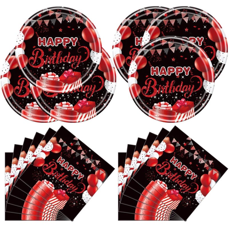 OULUN Red and Black Birthday Party Tableware Supplies Set Red Birthday Party Confetti Sprinkles Theme Party Decorations 40PCS - Image 3