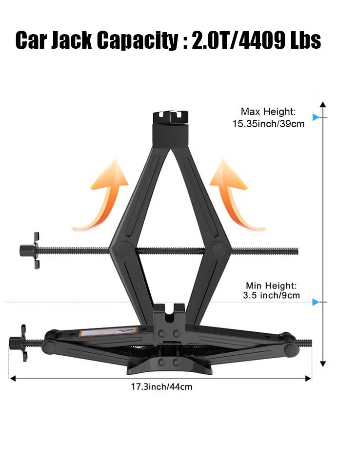 Beauenty Scissor Lift Jack, Compact Car Jack Kit for Auto SUV, RV, MPV with Smart Ratchet Design, Heavy Duty Tire Changing Kit Lifting 2 Ton (4409 lbs) Tire Jack. - Image 2
