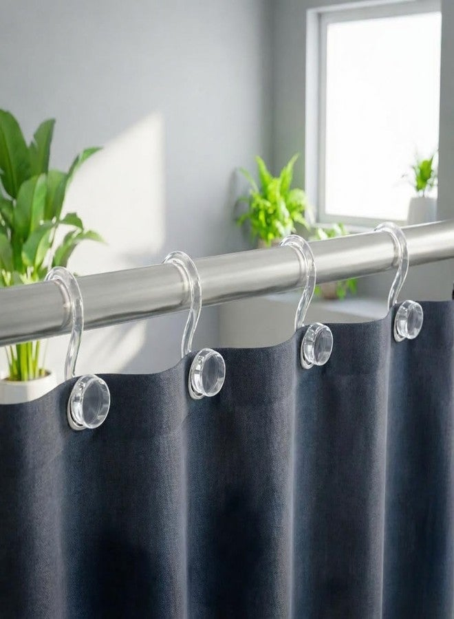 Bathway Clear Shower Curtain Rings, Plastic Shower Curtain Hooks, Bathroom Curtain Hooks, Modern Decorative Shower Curtain Hangers Set of 12, Rounded-Tail Design - Image 1