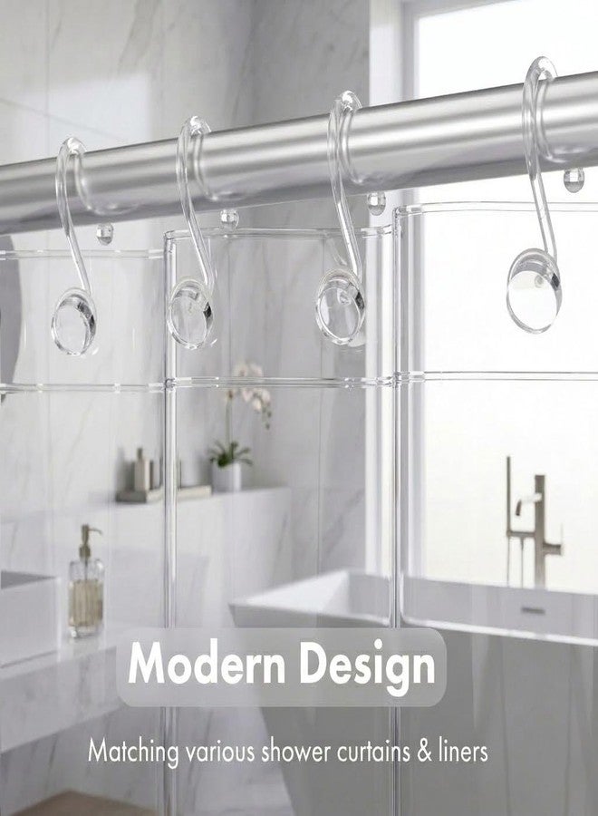 Bathway Clear Shower Curtain Rings, Plastic Shower Curtain Hooks, Bathroom Curtain Hooks, Modern Decorative Shower Curtain Hangers Set of 12, Rounded-Tail Design - Image 3