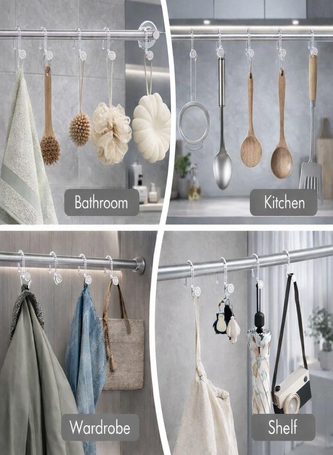 Bathway Clear Shower Curtain Rings, Plastic Shower Curtain Hooks, Bathroom Curtain Hooks, Modern Decorative Shower Curtain Hangers Set of 12, Rounded-Tail Design - Image 5