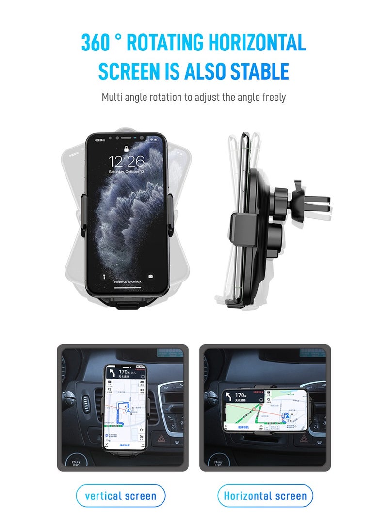 DC-ITECH Wireless Car Charger Mount for Air Vent Car Phone Holder Charger with Auto Smart Clamping Alignment 360 Rotation Mobile Phone Bracket Infrared Induction Wireless Fast Charging and Magnetic Charging Two Models Suitable for 4-6.5 Inch Mobile Phone - Image 5