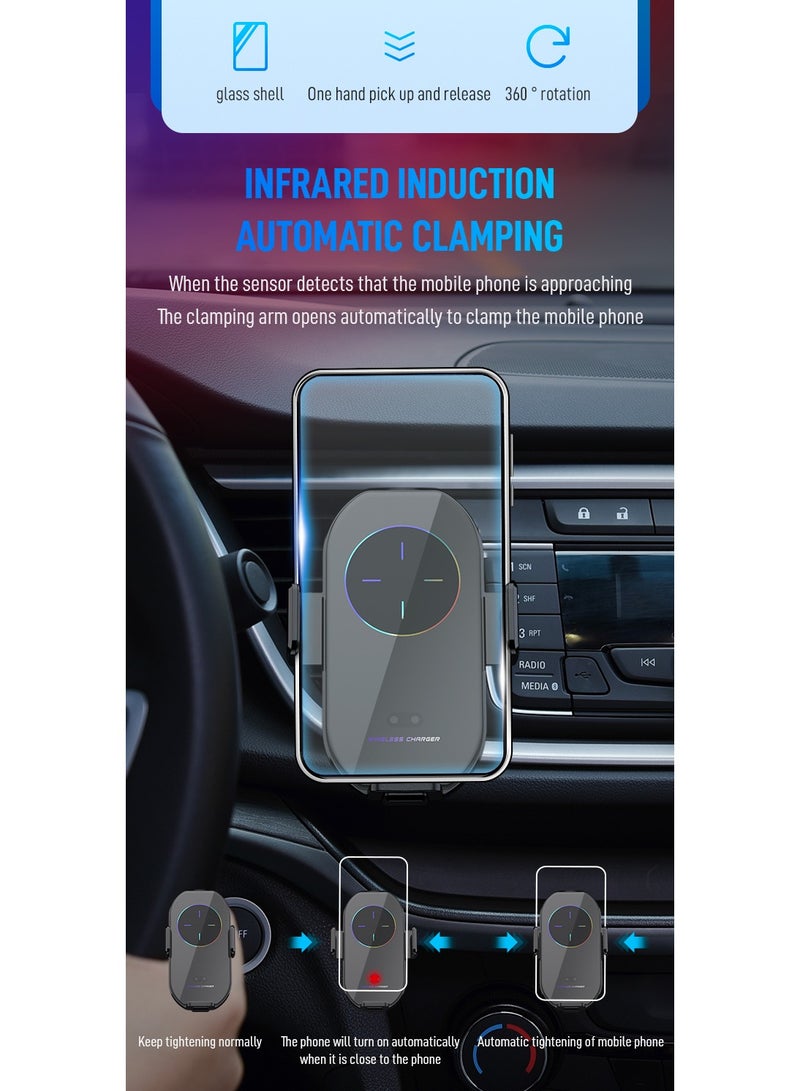 DC-ITECH Wireless Car Charger Mount for Air Vent Car Phone Holder Charger with Auto Smart Clamping Alignment 360 Rotation Mobile Phone Bracket Infrared Induction Wireless Fast Charging and Magnetic Charging Two Models Suitable for 4-6.5 Inch Mobile Phone - Image 3