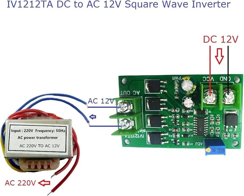 200W DC 12V To AC 12V Inverter 50Hz Square Wave Signal Generator Module - Image 3
