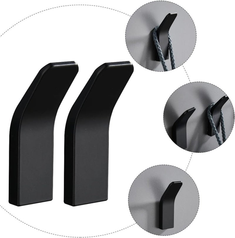 4pcs Black Space Aluminum Self-Adhesive Wall-Mounted Hooks Bathroom Towel Holder Clothes Hanger for Kitchen and Home Organization - Image 3