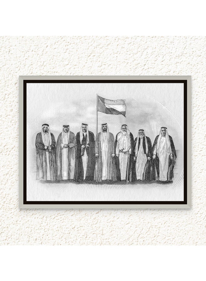 Art Decor Art Decor Framed Canvas Wall Art of Emirati Leaders Print Sketch of Sheikhs Landscape Wall Decor for Office Living Room Gifting  - Image 1