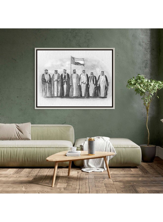 Art Decor Art Decor Framed Canvas Wall Art of Emirati Leaders Print Sketch of Sheikhs Landscape Wall Decor for Office Living Room Gifting  - Image 2