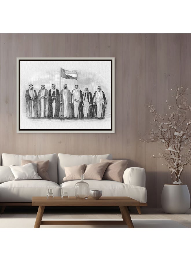 Art Decor Art Decor Framed Canvas Wall Art of Emirati Leaders Print Sketch of Sheikhs Landscape Wall Decor for Office Living Room Gifting  - Image 3