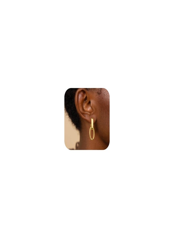 ALEXCRAFT Paperclip Gold Dangle Earrings For Women Small 14K Gold Plated Square Dangly Drop Earring Paperclip Hoop Trendy - Image 2