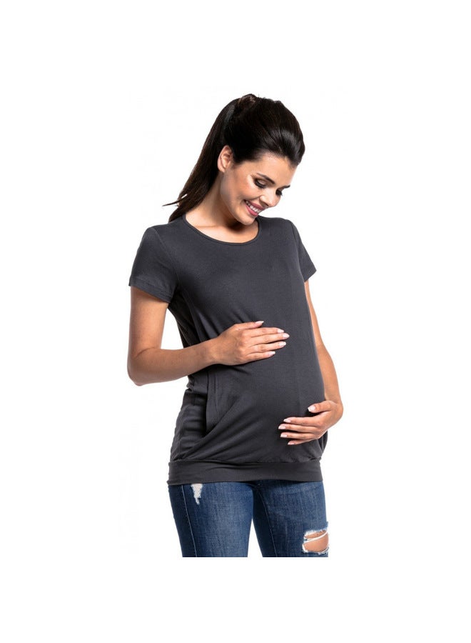 Break Edition Short T-shirt Top European And American New Round Neck Short Sleeve Maternity Fashion Breastfeeding T-shirt