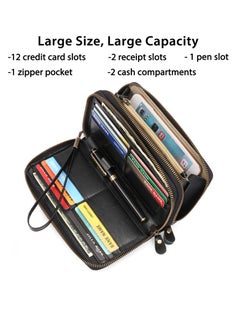 Excefore Wallet for Women, RFID Blocking Leather Wristlet Clutch Purse, Zip Around Wallet with Large Capacity Credit Card Holder (Black)  - Image 2