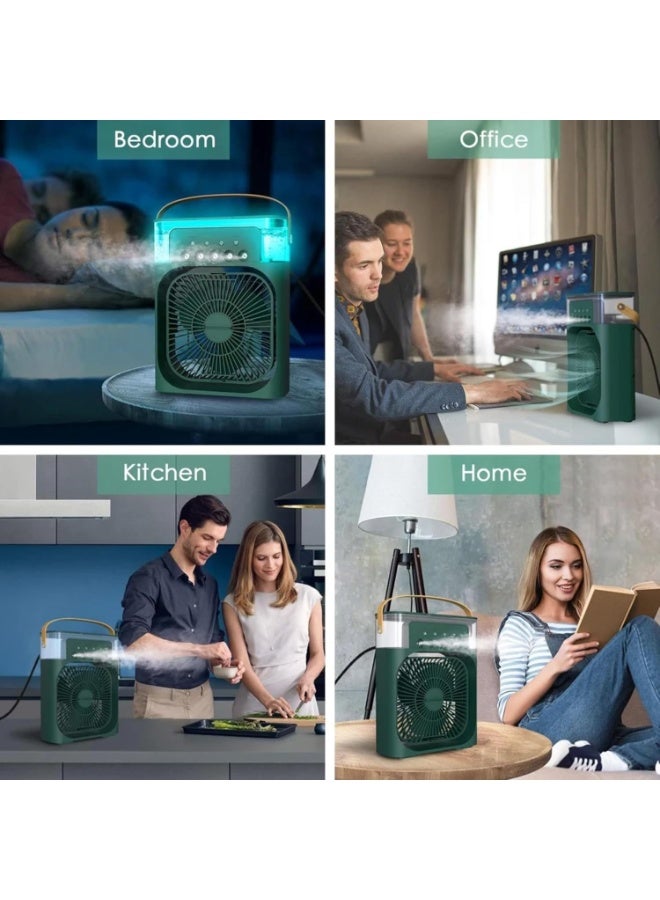 Lacoz Portable Air Cooler Fan with Humidifier 3-Speed Turbo Cooling LED Night Light USB Powered Personal Air Cooler for Home, Office & Travel Green - Image 3