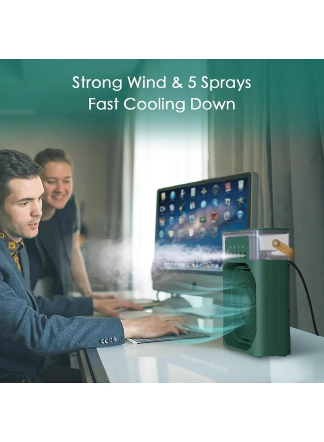 Lacoz Portable Air Cooler Fan with Humidifier 3-Speed Turbo Cooling LED Night Light USB Powered Personal Air Cooler for Home, Office & Travel Green - Image 5