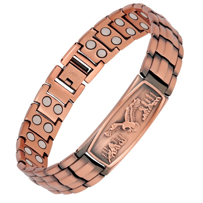 Feraco Copper Bracelet for Men-Magnetic Bracelets 99.99% Pure Copper Jewelry Gift with Adjustable Sizing Tool, Magnetic Field Therapy Jewelry with Eagle Pattern - Image 1