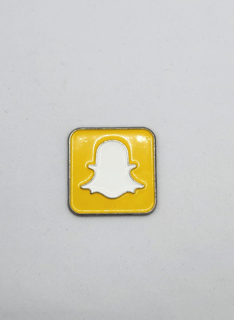 Acnor "Yellow Snapchat Ghost Icon Metal Sticker – Square Shape for Car, Laptop, Bike Decoration" - Image 1