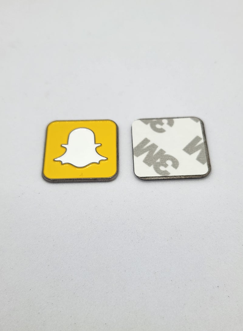 Acnor "Yellow Snapchat Ghost Icon Metal Sticker – Square Shape for Car, Laptop, Bike Decoration" - Image 2