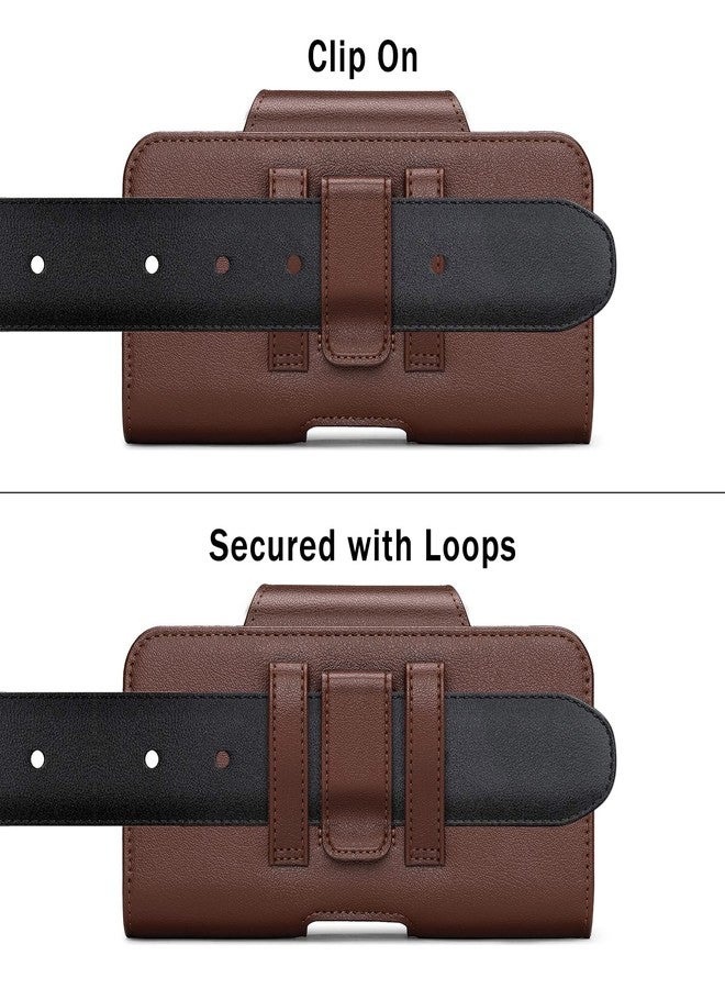 nuoku Phone Holster for iPhone 15 14 13 12 11 Pro Max Series, Phone Belt Holder for S22 Plus/S21 Plus/S20 Plus, Universal Cell Phone Pouch with Separate Card Holder (Brown) - Image 4