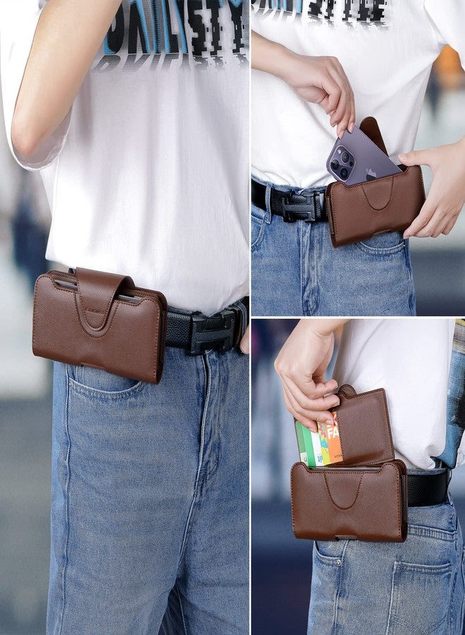 nuoku Phone Holster for iPhone 15 14 13 12 11 Pro Max Series, Phone Belt Holder for S22 Plus/S21 Plus/S20 Plus, Universal Cell Phone Pouch with Separate Card Holder (Brown) - Image 2