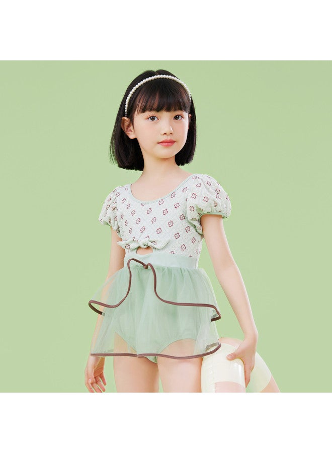 Bumblebee Girl's Swimsuit Dress Princess Tulle Swimsuit Short Sleeve One-piece Bathing Suit For Toddler Kids Hot Spring Swimwear Children's Swimming Costume - Image 5