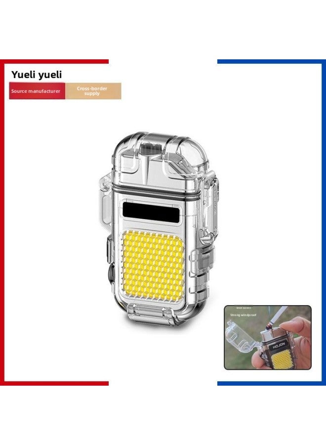 Mini Arc Windproof Lighter Keychain Light Portable Portable Strong Flashlight Rechargeable Outdoor Camping Light-Product Specifications:Orange  - Image 2