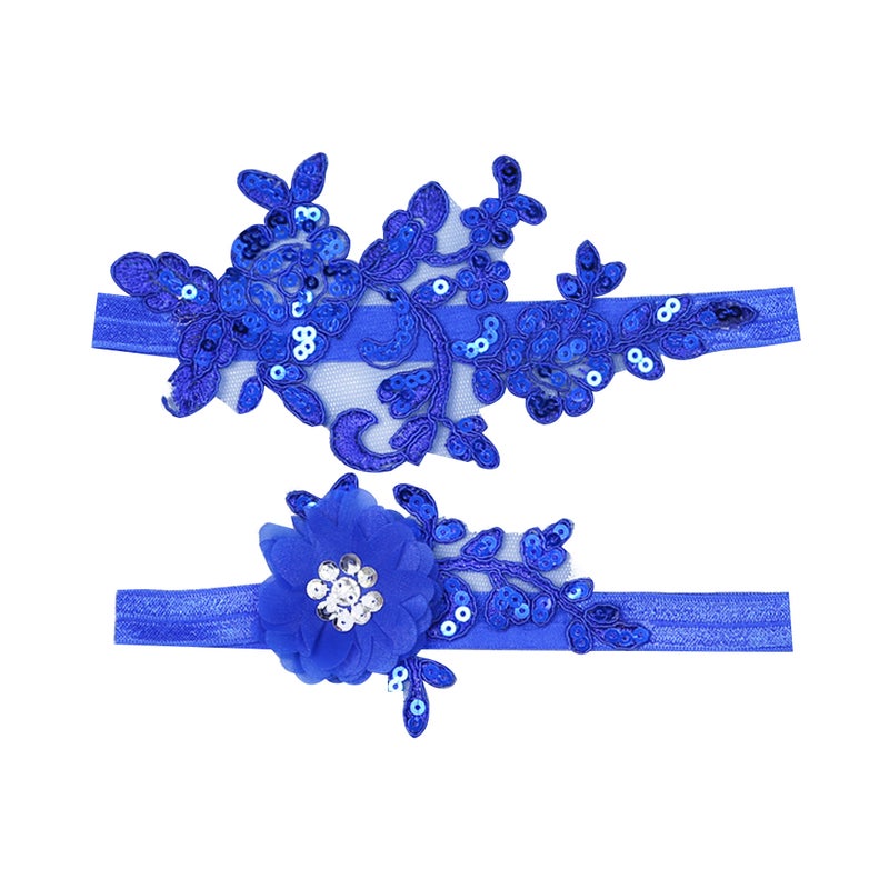 2 Pairs Bridal Lace Foot Decor Wedding Bride Floral Leg Band Sequin Ornaments Accessary - Image 2