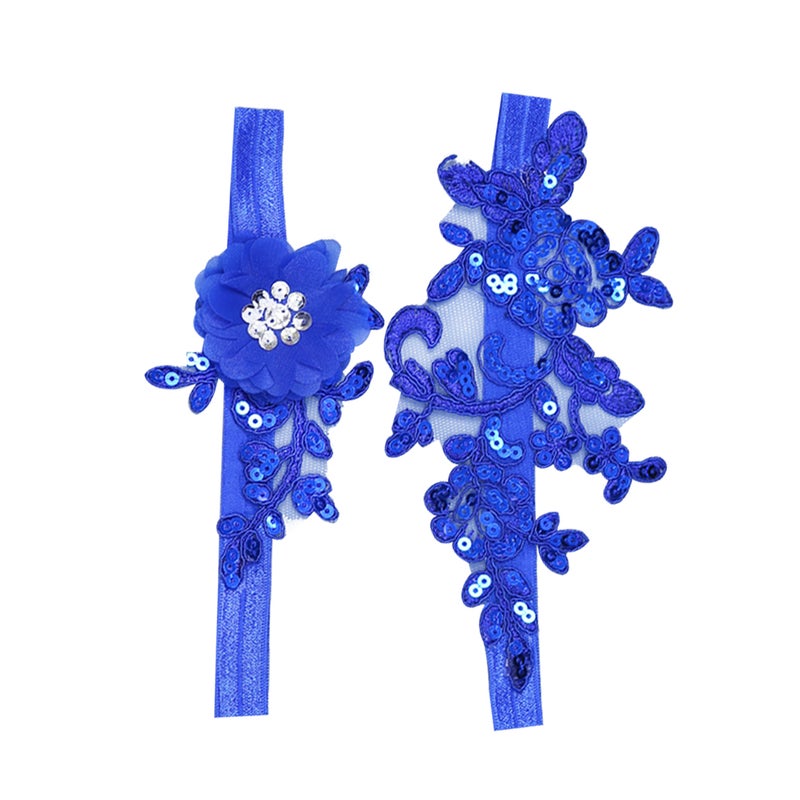 2 Pairs Bridal Lace Foot Decor Wedding Bride Floral Leg Band Sequin Ornaments Accessary - Image 1
