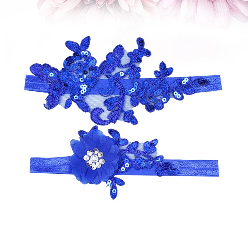 2 Pairs Bridal Lace Foot Decor Wedding Bride Floral Leg Band Sequin Ornaments Accessary - Image 4
