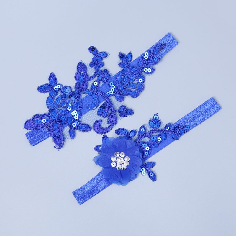 2 Pairs Bridal Lace Foot Decor Wedding Bride Floral Leg Band Sequin Ornaments Accessary - Image 3