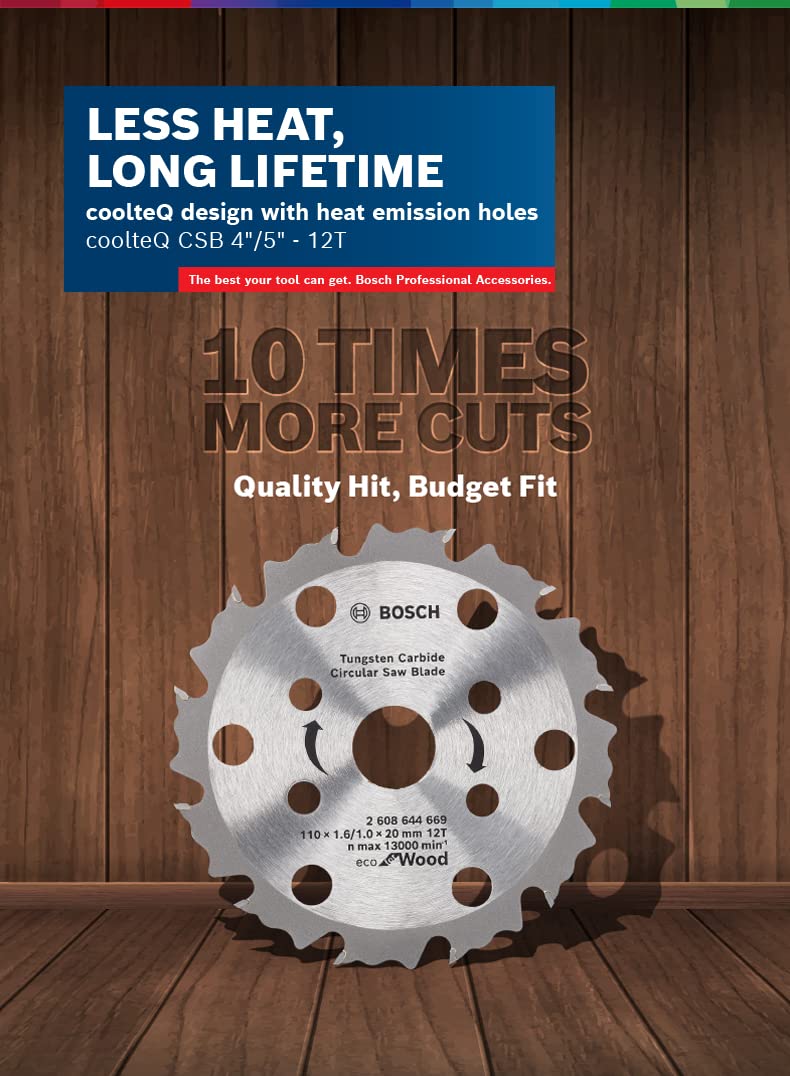 BOSCH coolteQ Circular Saw Blade 5''-12T - Eco for Wood - 125 x 1.6/1.0 x 20mm - Tungsten Carbide - Image 2