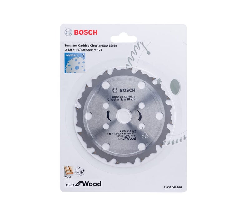 BOSCH coolteQ Circular Saw Blade 5''-12T - Eco for Wood - 125 x 1.6/1.0 x 20mm - Tungsten Carbide - Image 1
