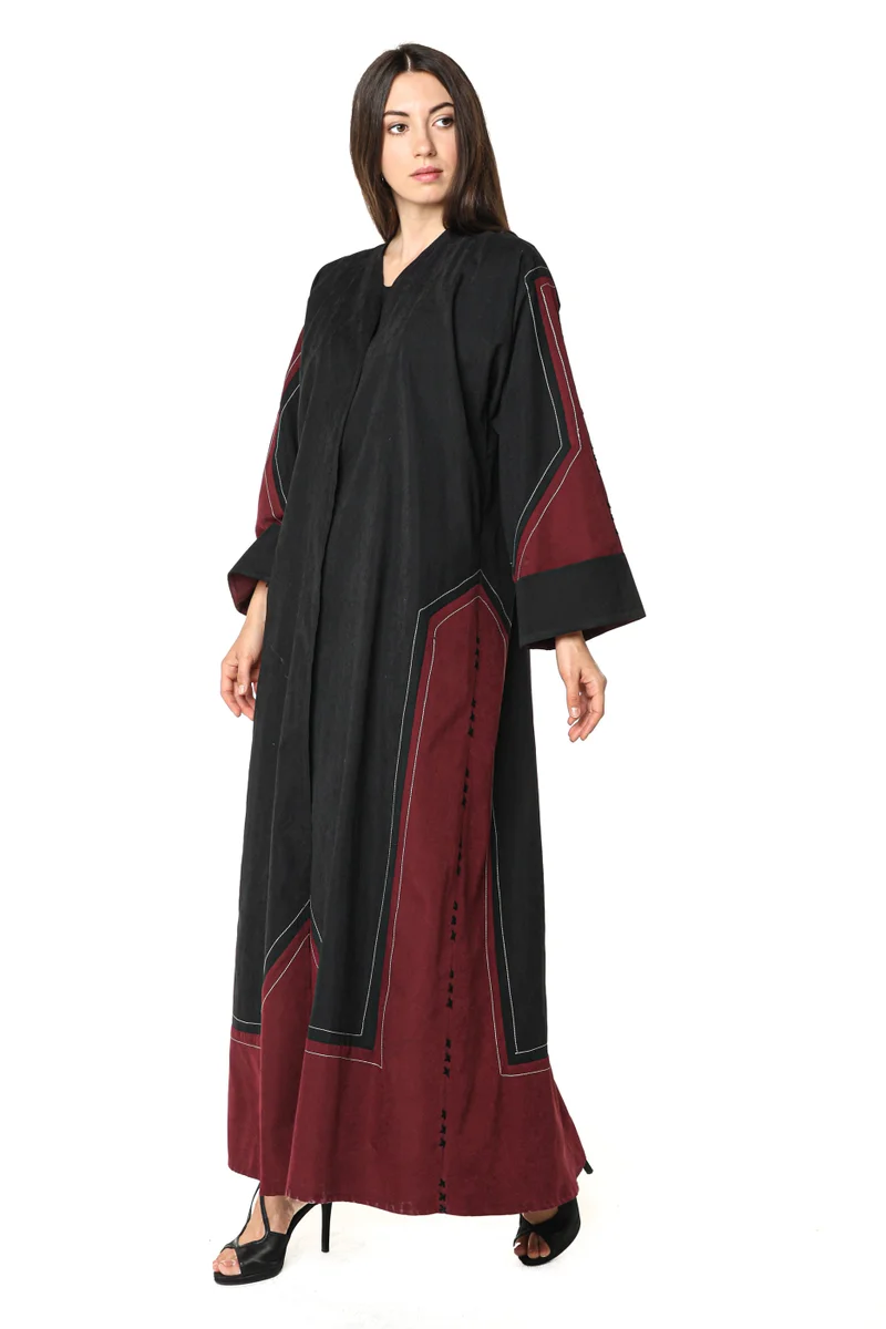 Moistreet  Colorblock Flared Sleeve Abaya for Women | Best Price UAE