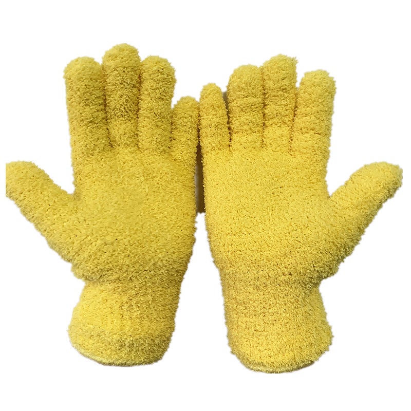 Hot-Sale Dust-Removing Gloves, Coral Fleece, Multicolor Yellow one. Yellow one.