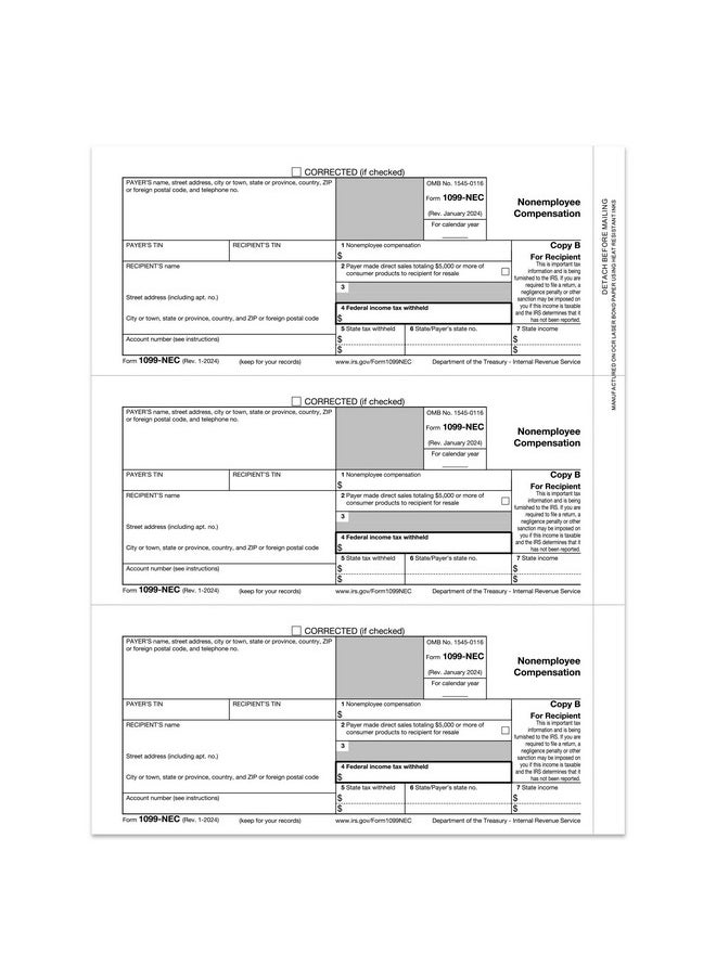 FENTASY 1099 Nec Forms 2024, 4 Part Tax Forms Kit, 25 Vendor Kit Of Laser Forms Designed For Quickbooks And Accounting Software, 25 Self Seal Envelopes Included  - Image 3
