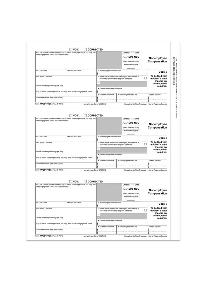 FENTASY 1099 Nec Forms 2024, 4 Part Tax Forms Kit, 25 Vendor Kit Of Laser Forms Designed For Quickbooks And Accounting Software, 25 Self Seal Envelopes Included  - Image 4