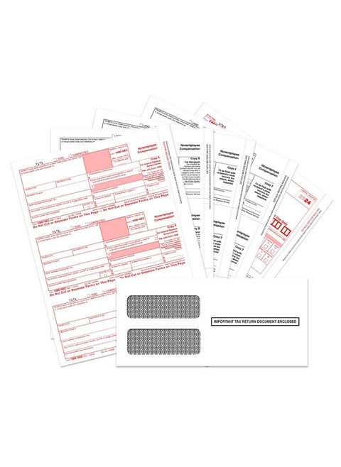 1099 Nec Forms 2024, 4 Part Tax Forms Kit, 25 Vendor Kit Of Laser Forms Designed For Quickbooks And Accounting Software, 25 Self Seal Envelopes Included