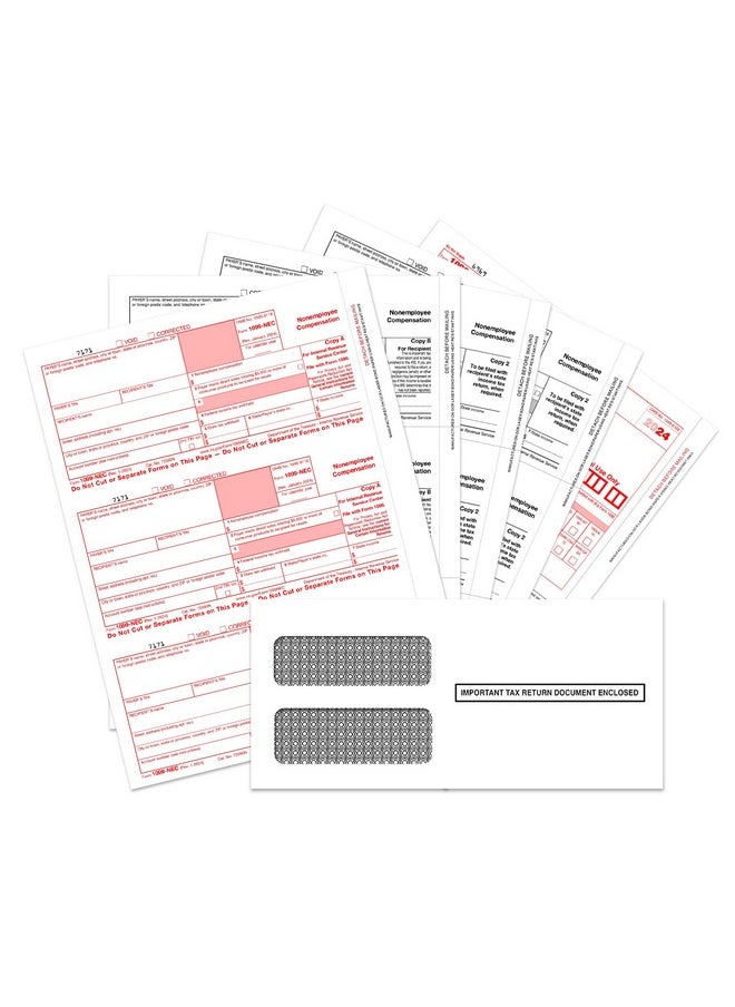 FENTASY 1099 Nec Forms 2024, 4 Part Tax Forms Kit, 25 Vendor Kit Of Laser Forms Designed For Quickbooks And Accounting Software, 25 Self Seal Envelopes Included  - Image 1
