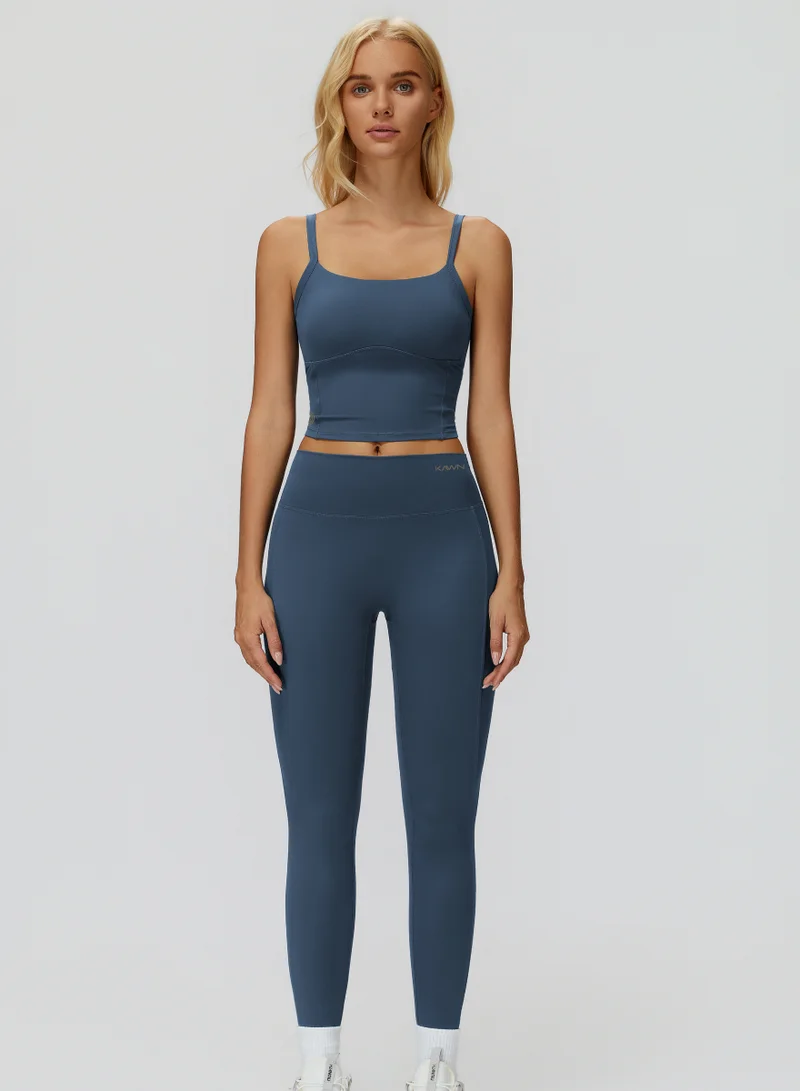 KAWN.YOGA Blue Sapphire Mid Waist Scrunch Leggings for Women | Best Price UAE
