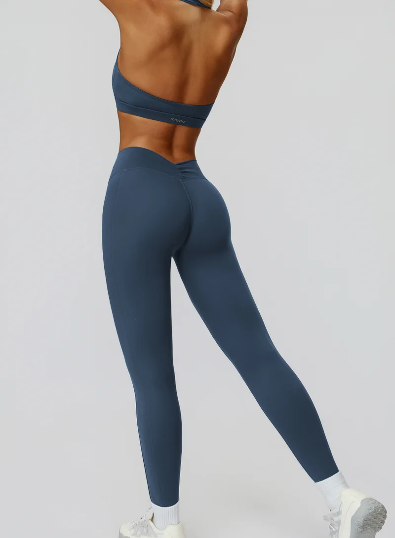 KAWN.YOGA Blue Sapphire Mid Waist Scrunch Leggings for Women | Best Price UAE
