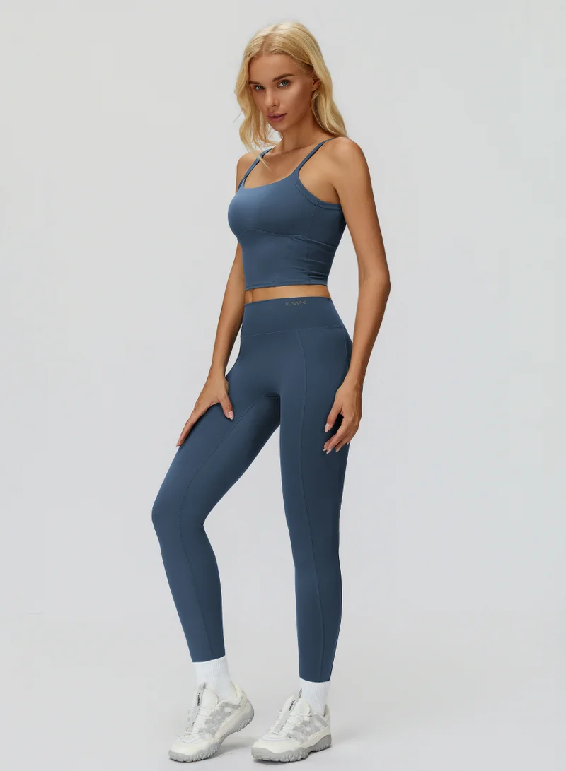 KAWN.YOGA Blue Sapphire Mid Waist Scrunch Leggings for Women | Best Price UAE