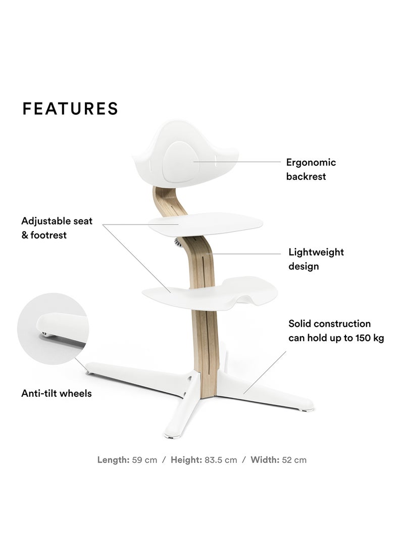 STOKKE Nomi High Chair Inspires Active Sitting Tool - Free, Sea Ml Ess Adjust Ability Includes Stable Footrest And Anti - Tilt Wheels Holds Up To 150 Kgwhite  - Image 2