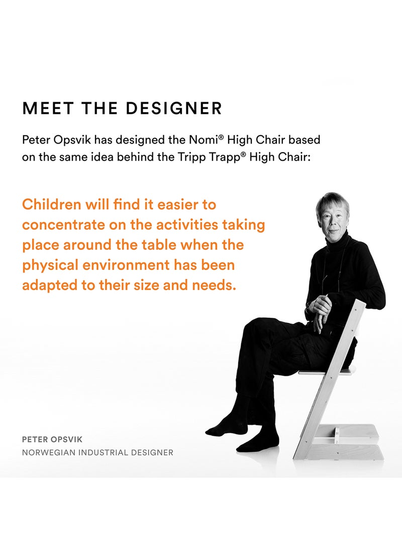 STOKKE - Nomi High Chair Inspires Active Sitting Tool - Free, Sea Ml Ess Adjust Ability Includes Stable Footrest And Anti - Tilt Wheels Holds Up To 150 Kgwhite - Image 1