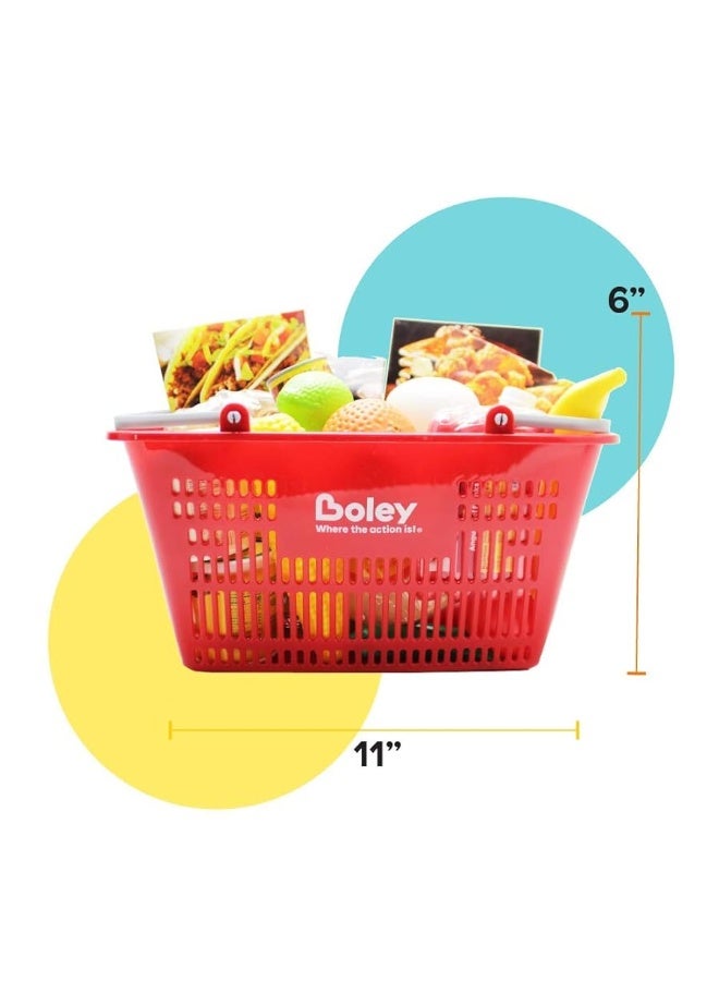 BOLEY Boley Shopping Basket Toy - Pretend Grocery Shopping Play Set with 24 Realistic Play Food Items - Fruits, Vegetables, Drinks, Meats - Educational and Durable - for Kids and Toddlers Ages 3 and Up - Image 2