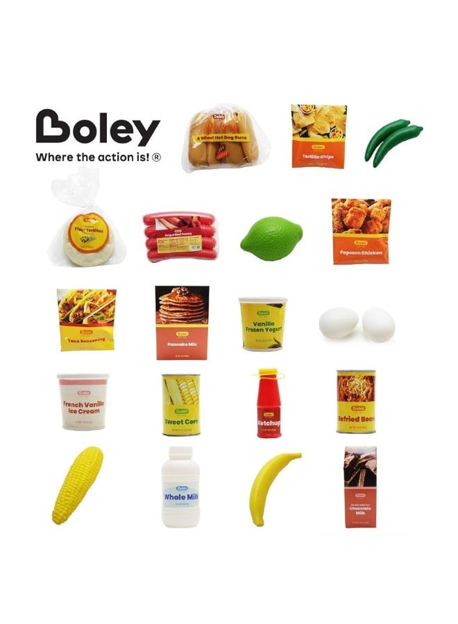 BOLEY Boley Shopping Basket Toy - Pretend Grocery Shopping Play Set with 24 Realistic Play Food Items - Fruits, Vegetables, Drinks, Meats - Educational and Durable - for Kids and Toddlers Ages 3 and Up - Image 3