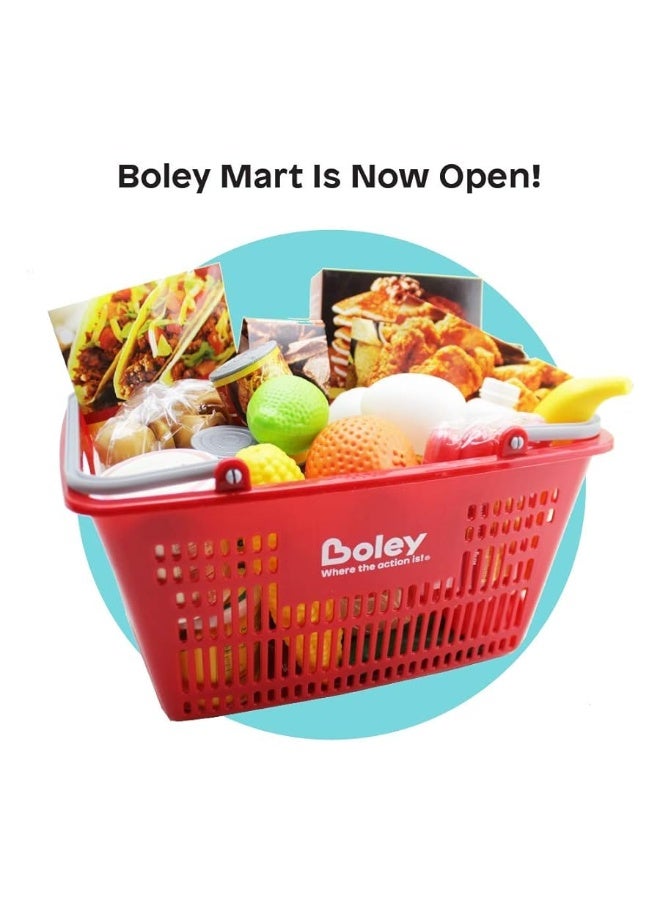 BOLEY Boley Shopping Basket Toy - Pretend Grocery Shopping Play Set with 24 Realistic Play Food Items - Fruits, Vegetables, Drinks, Meats - Educational and Durable - for Kids and Toddlers Ages 3 and Up - Image 4