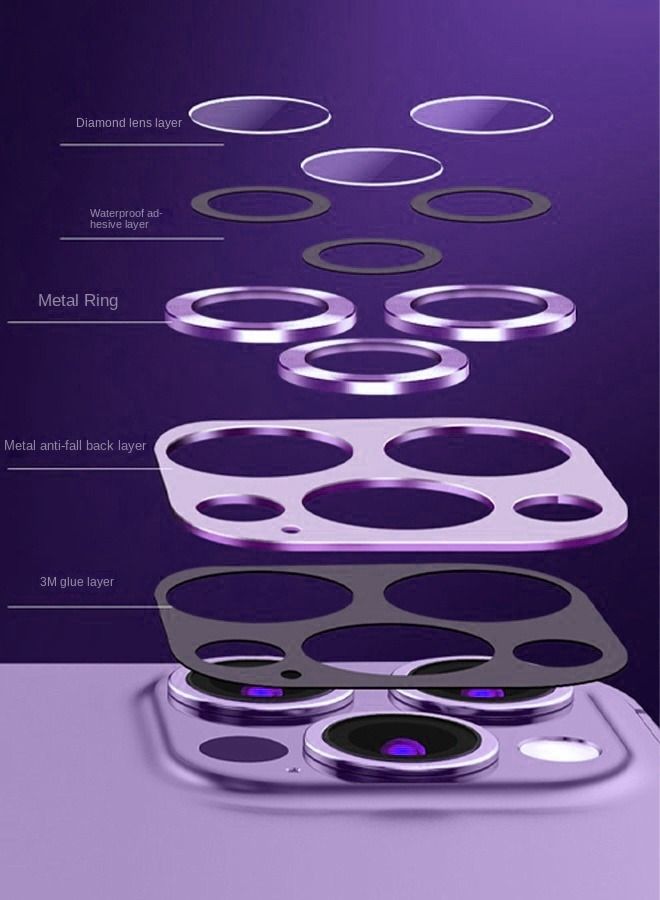 Camera Lens Protector Glass For iPhone 14 Pro/ 14 Pro max Purple - Image 3