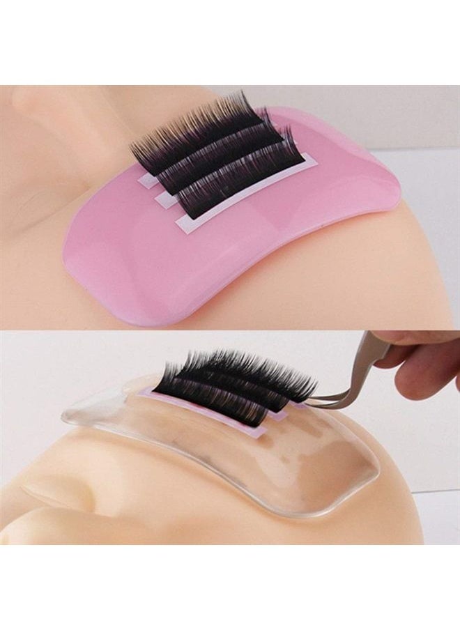 Teensery 4 Pcs Rectangle Eyelash Extension Pad Silicone False Lash Eyelash Stand Tray Holder Forehead Sticker for Eyelash Extension Supplies (2 Clear & 2 Pink) 