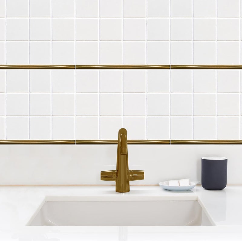 Questech Quarter Round Tile Trim, 1/2 x 12 Inch Corner Shower Tile Edge Trim, Decorative Jolly Tile Liner Cap for Kitchen Backsplash Bathroom Shower, Gold, 12 Pack - Image 4