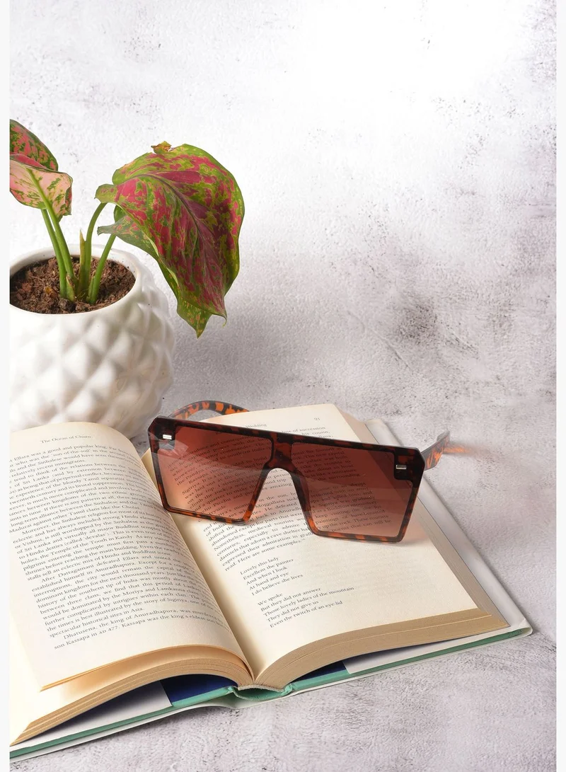 Haute Sauce Women Brown Lens Brown Oversized Sunglasses